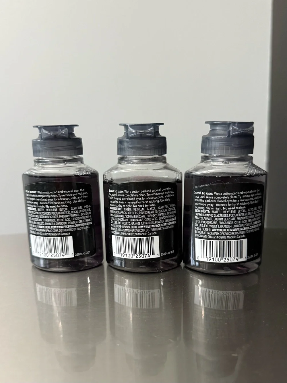 NEW Biore Charcoal Cleansing Micellar Water x3 2.5 oz
